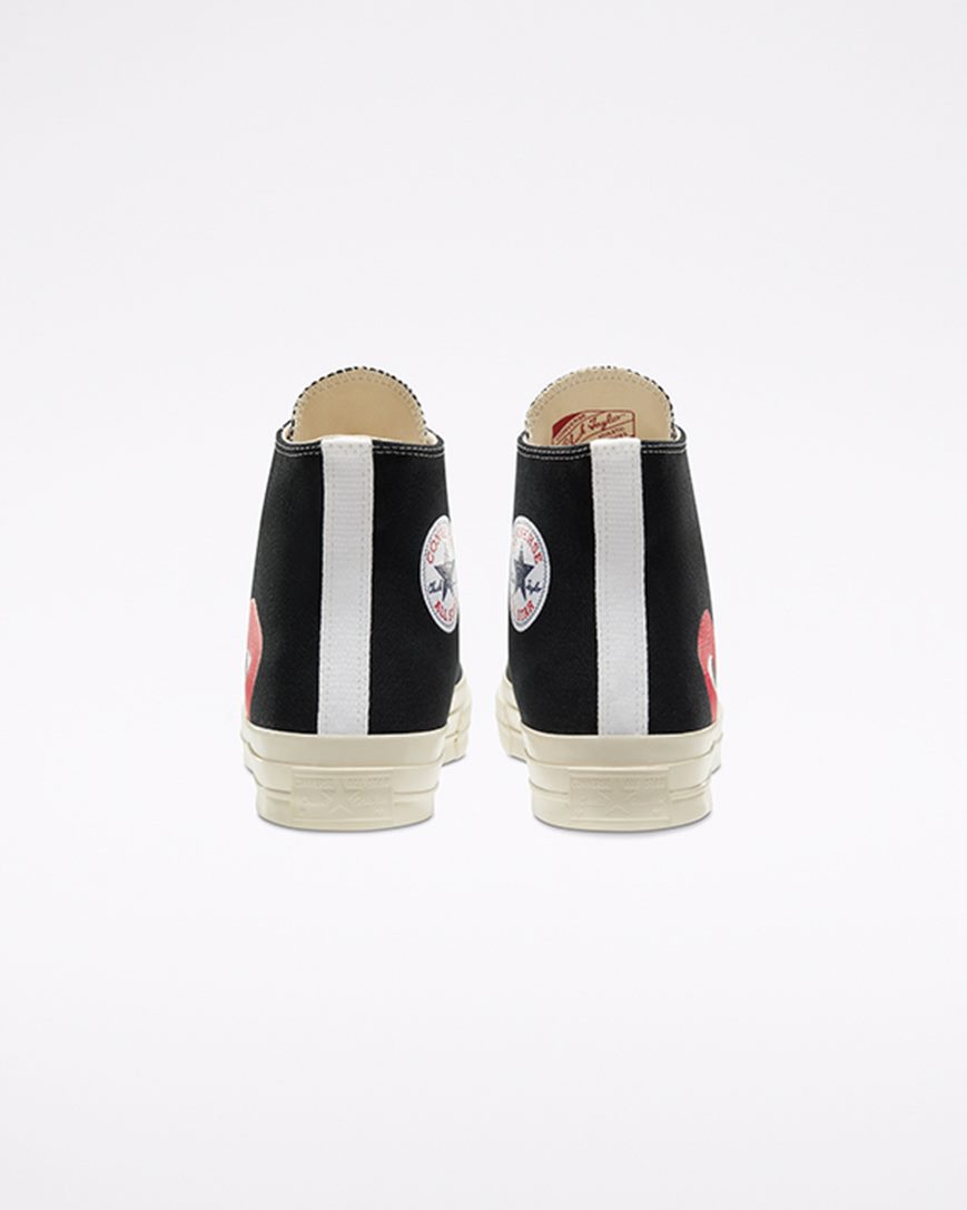 Women's Converse x Comme des Garçons PLAY Chuck 70 High Top Shoes Black / White / Red | AU 35489K